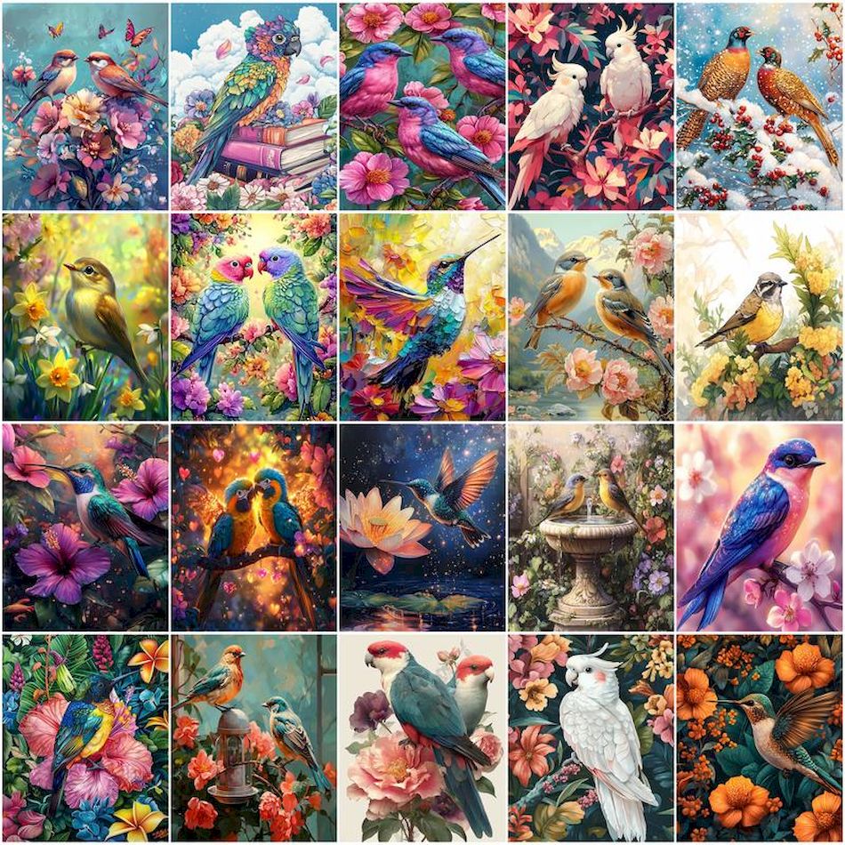 Art Craft Picture - 숫자로 GATYZTORY 그림 오일 버드 꽃