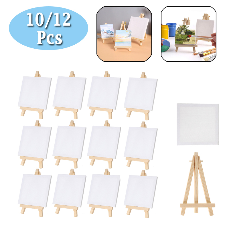 Art Craft Furniture - 10/12개 미니 캔버스 및 이젤 세트,