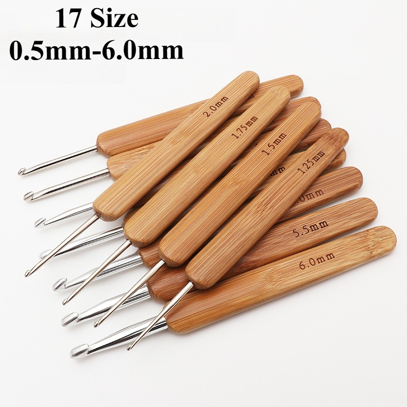 Crochet Hook Set - 1개 대나무 크로셰 바늘 손잡이 인체공학적