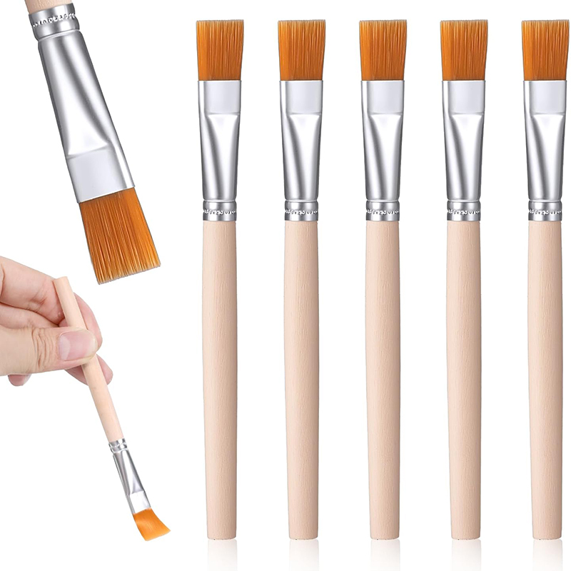 Watercolor Brush Pen - 5Pcs 나무 손잡이 작은 페인트 브러쉬