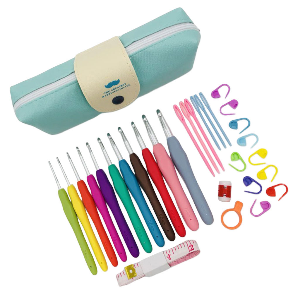 Crochet Hook Set - 코바늘 세트, 뜨개질 바늘, 케이스 포함,