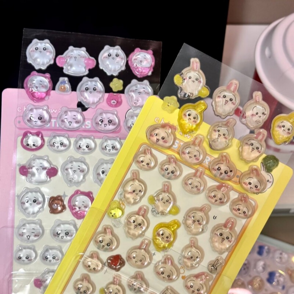 Art Craft Journals - 귀여운 치이카와 3D 크리스탈 엠보싱 스티커