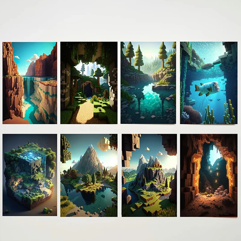Art Craft Game - M-Minecraft 포스터 광산 게임 픽셀 공예