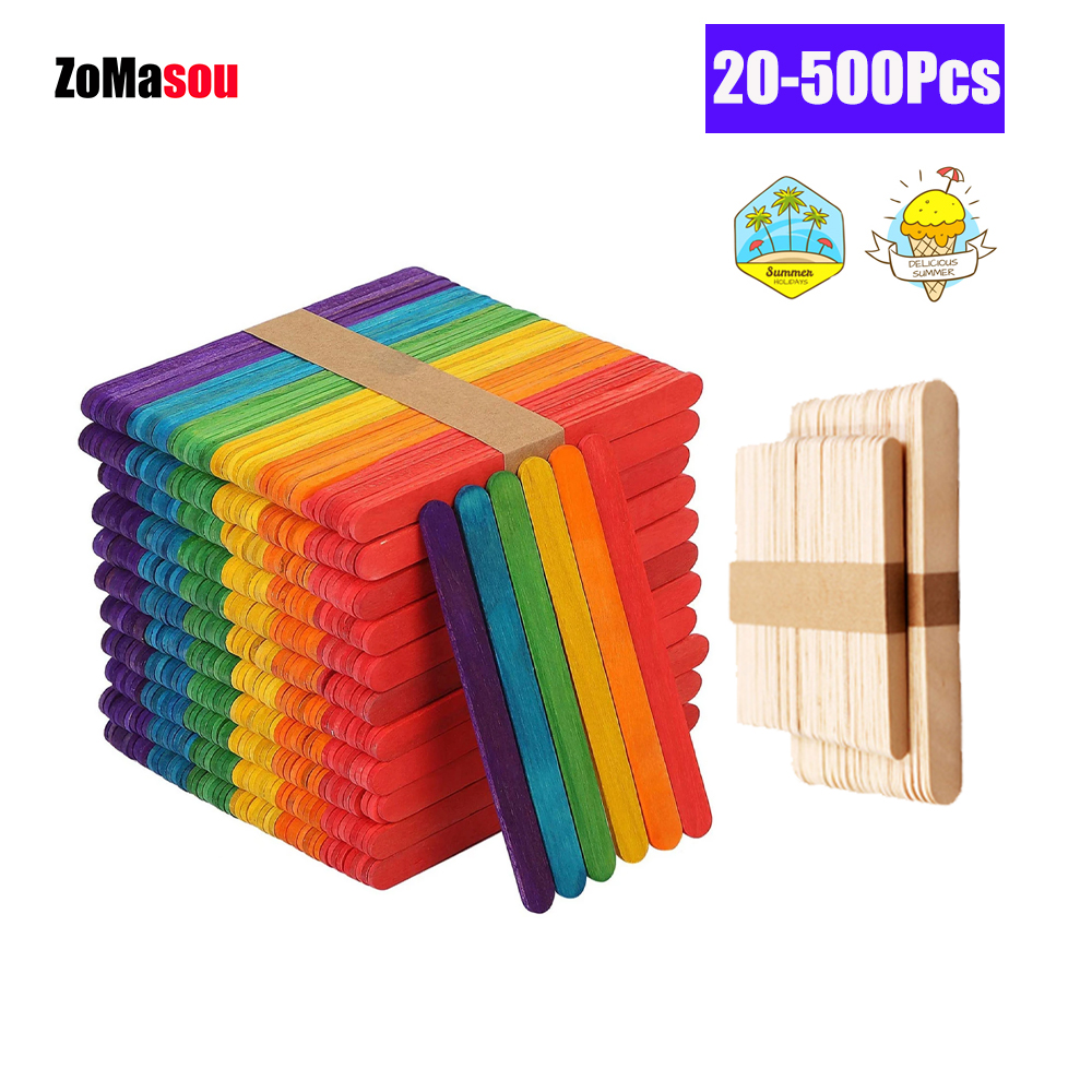 Eco Art Craft - 20/100/500Pcs 아이스크림 아이스 캔디 스틱 천연