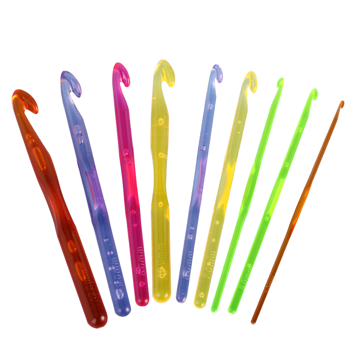 9개의 다채로운 색상의 플라스틱 크로셰 바늘 세트, 다 - Crochet Hook Set 리뷰 및 가격