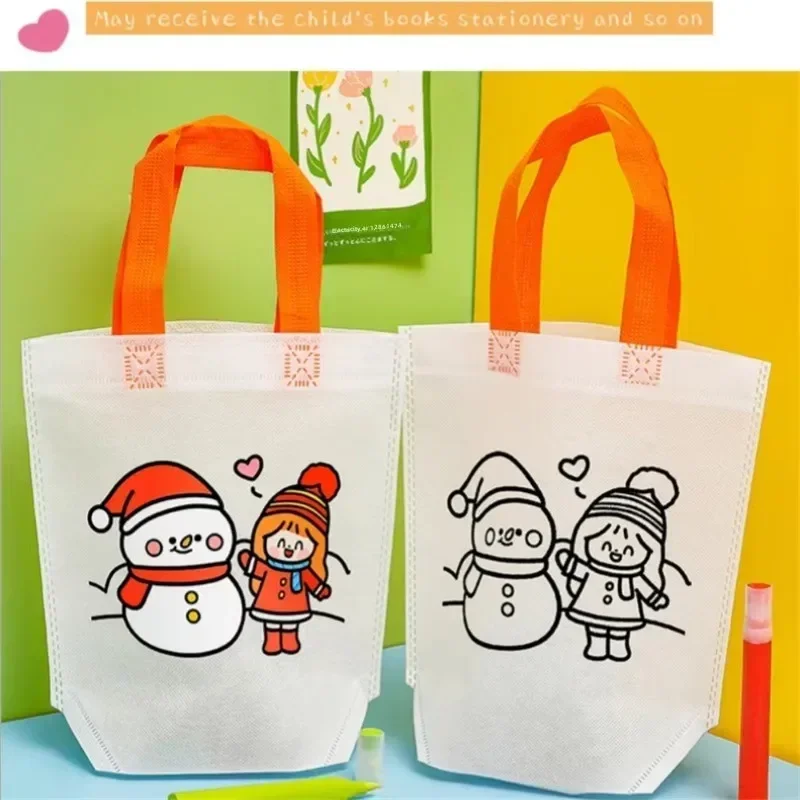 만화 크리스마스 DIY 그래피티 백, 수제 그림 부직포 - Art And Craft For Xmas 리뷰 및 가격