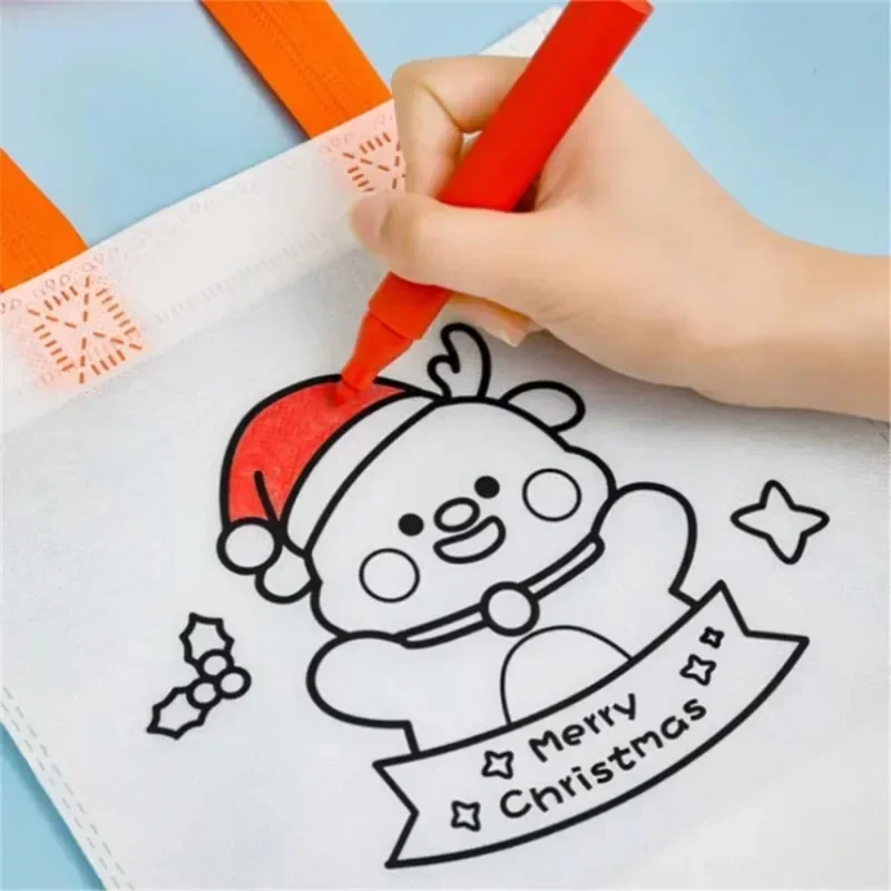 만화 크리스마스 DIY 그래피티 백, 수제 그림 부직포 - Art And Craft For Xmas 리뷰 및 가격