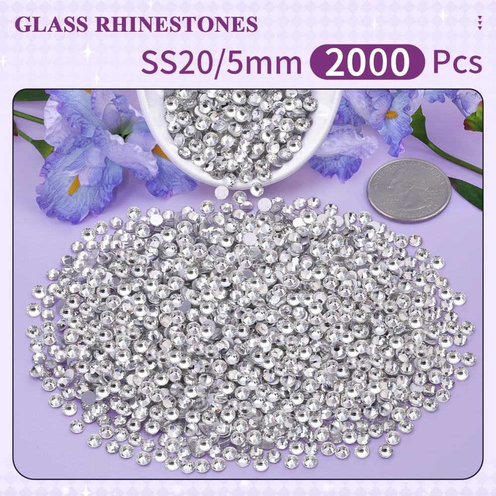 2000개 투명 SS20 5mm 플랫백 라인스톤 유리  - Art Craft Accessories 리뷰 및 가격