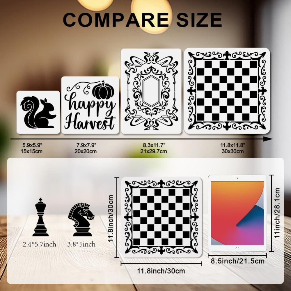 2개 체스 말 스텐실 레이스 체스판 아트 공예 스텐실  - Art Craft Template 리뷰 및 가격