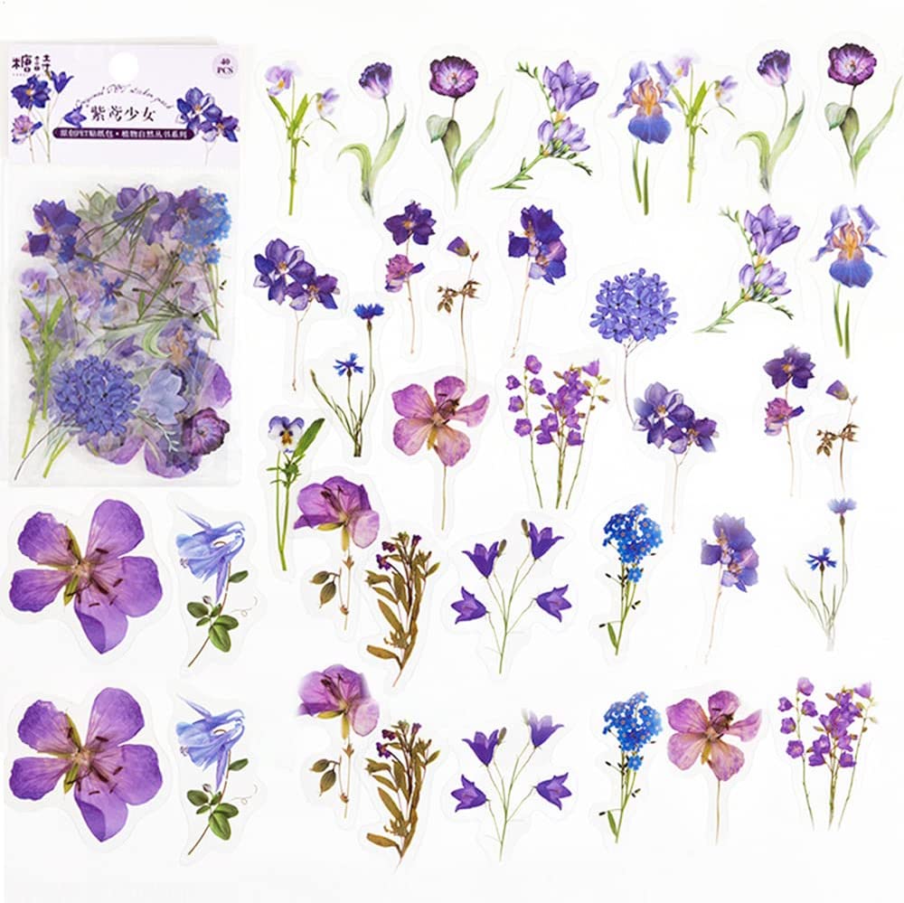 40 Pcs 스크랩북 스티커 애완 동물 투명 꽃 자연  - Art Craft Journals 리뷰 및 가격