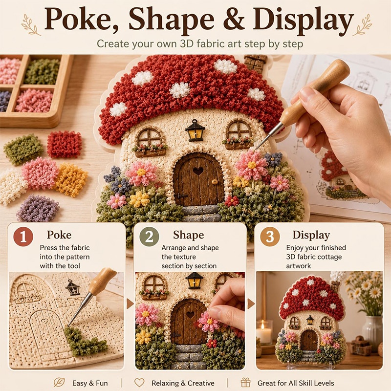 3D 버섯집 포케 아트 DIY 키트 패브릭 펀치 니들  - Art Craft & Architecture 리뷰 및 가격