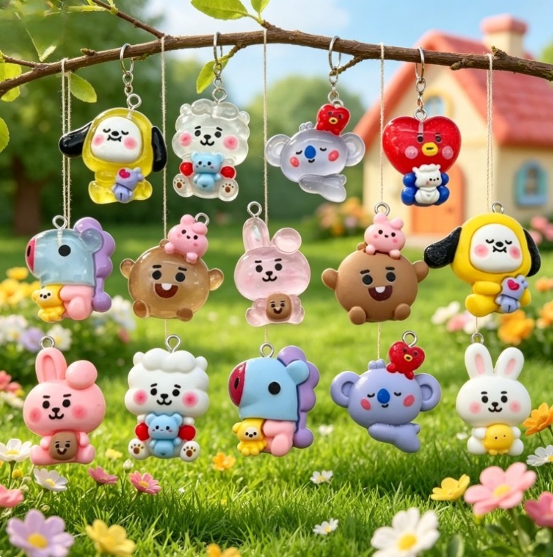 7pcs BT21 수지 만화 참 DIY 액세서리 공예  - Art Craft Materials 리뷰 및 가격
