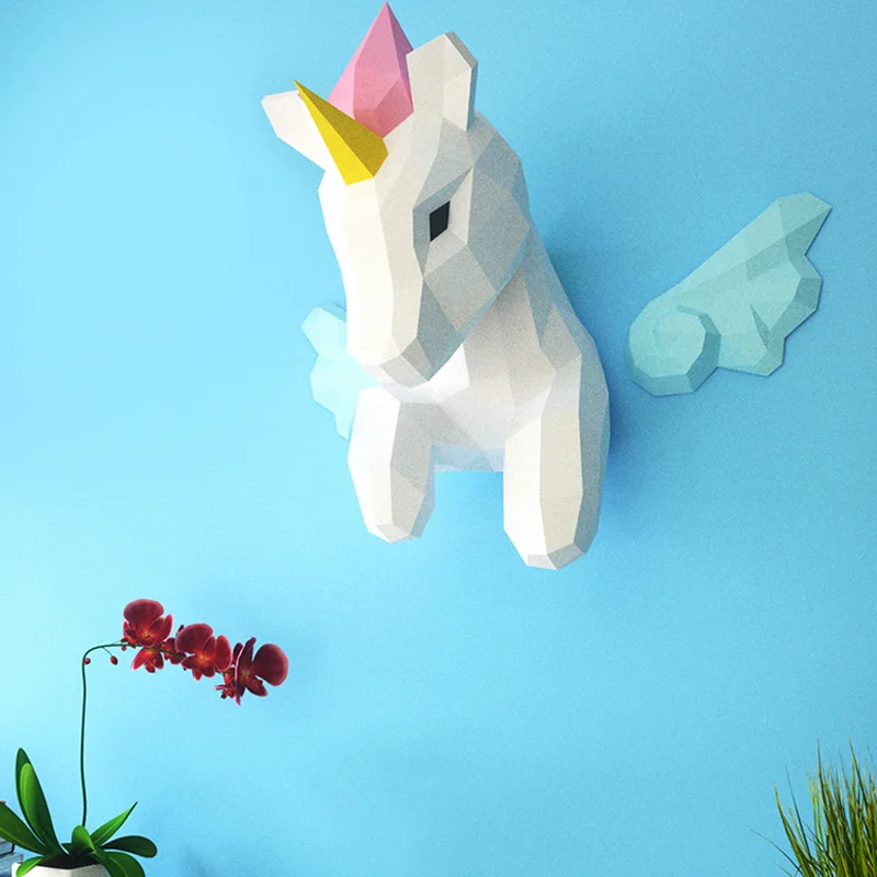 레인보우 유니콘 동물 벽 장식, 홈 아트 행잉 장식 종 - Art Craft Cardboard 리뷰 및 가격