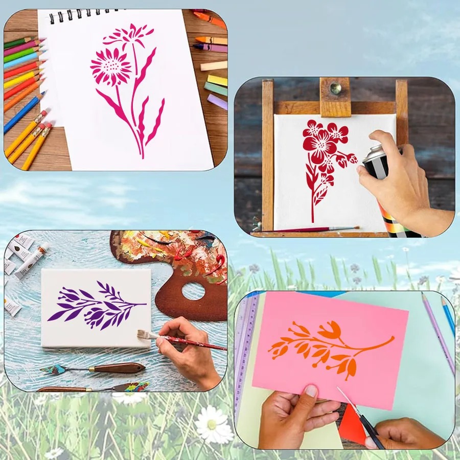 18 Pcs 꽃 잎 스텐실 스크랩북 벽 장식을위한 재사 - Art Craft Template 리뷰 및 가격