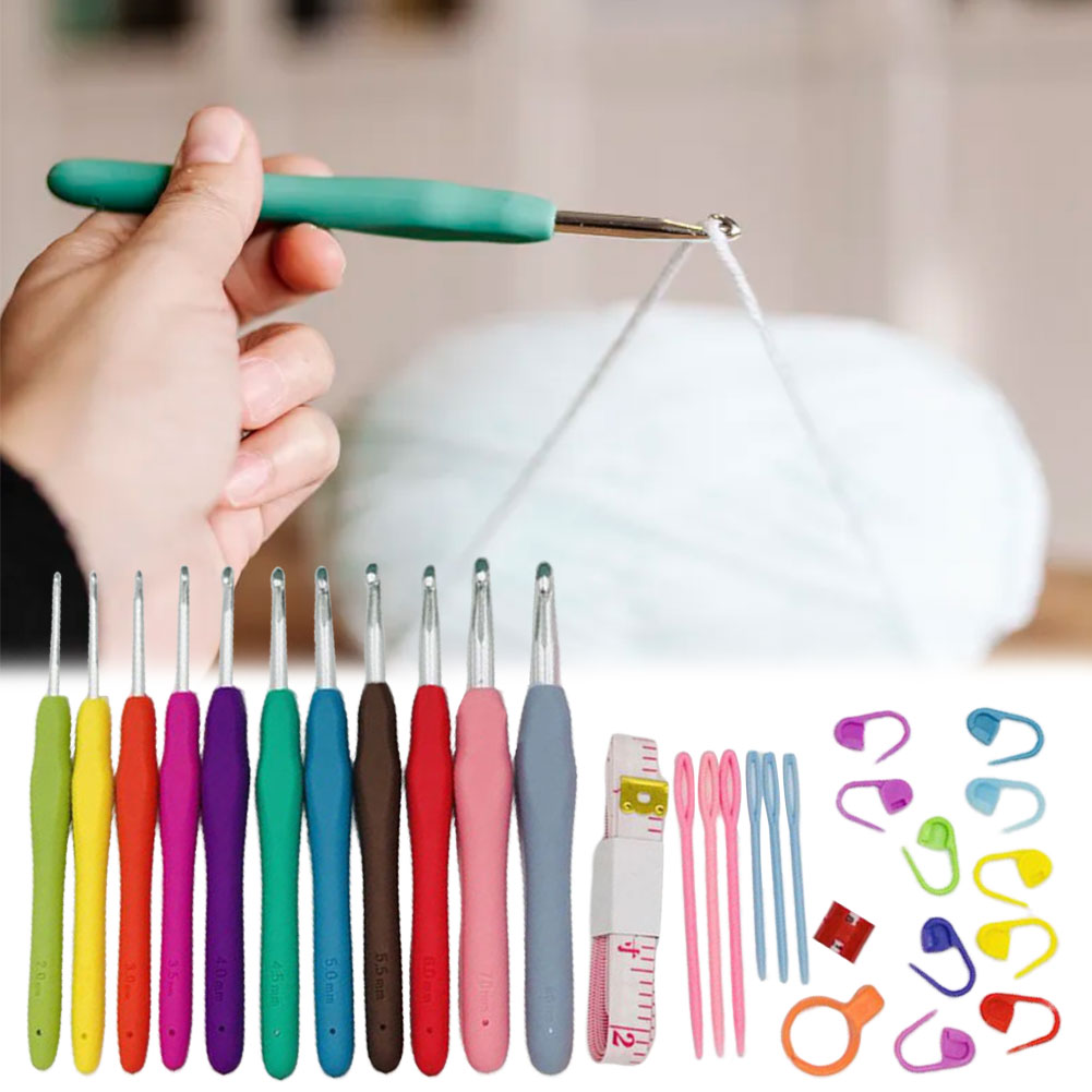 코바늘 세트, 뜨개질 바늘, 케이스 포함, 인체공학적  - Crochet Hook Set 리뷰 및 가격