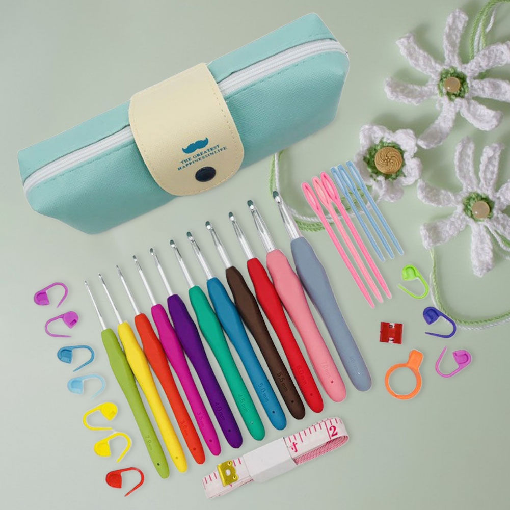 코바늘 세트, 뜨개질 바늘, 케이스 포함, 인체공학적  - Crochet Hook Set 리뷰 및 가격