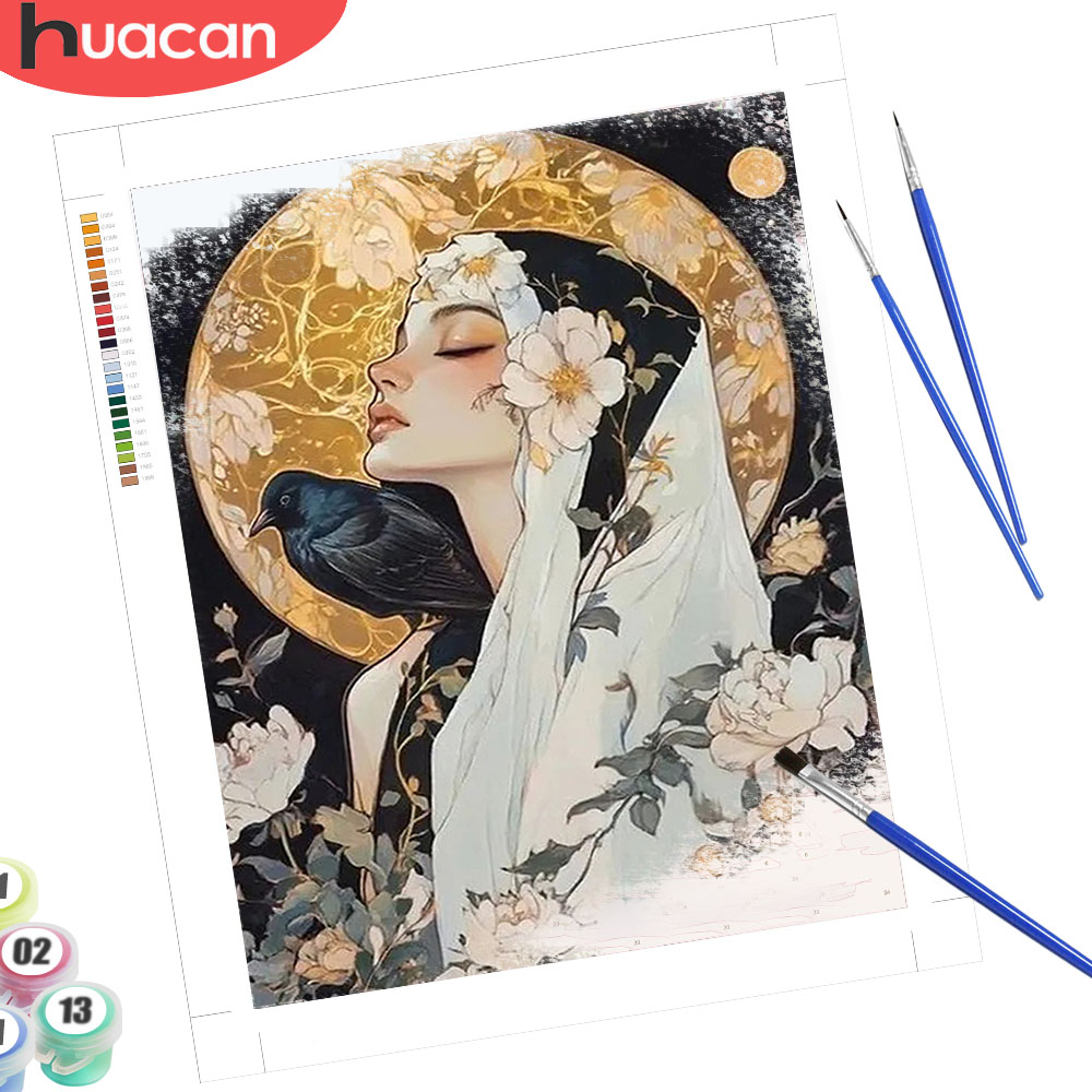 HUACAN DIY 숫자로 그리는 유화 소녀 여성 초상 - Art Craft Picture 리뷰 및 가격