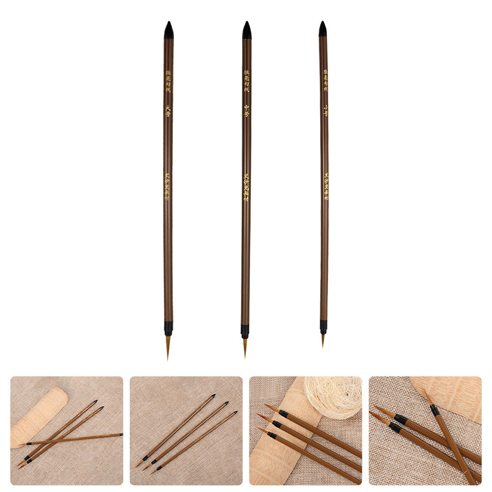 3Pcs 늑대 머리카락 라인 드로잉 펜 나무 손잡이 인 - Watercolor Brush Pen 리뷰 및 가격
