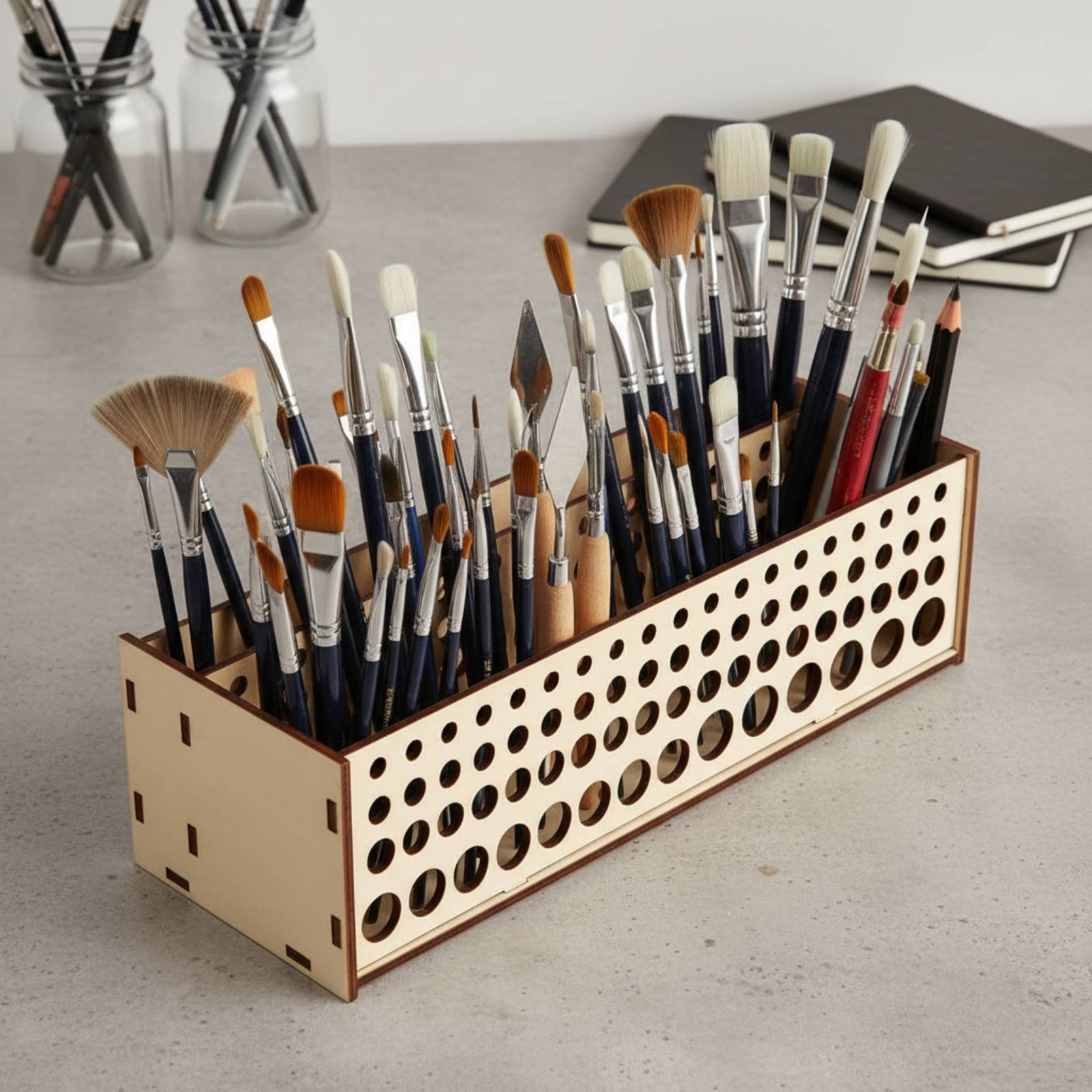 페인트 브러시 랙 67홀 나무 브러시 스탠드 페인트 브 - Art Craft Room 리뷰 및 가격