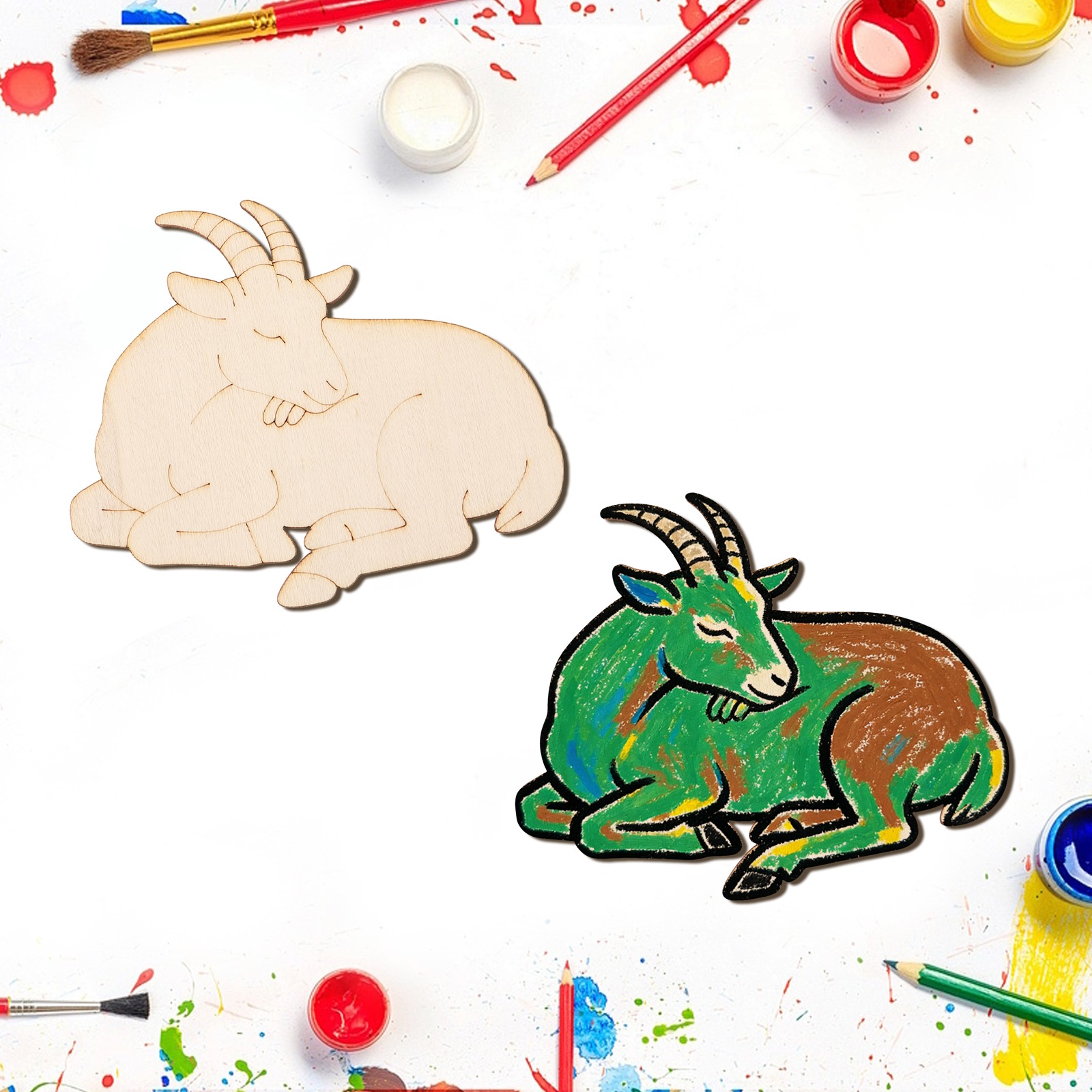 10개/세트 미완성 나무 양 동물 장식품 나무 공예 세 - Art & Craft Clipart 리뷰 및 가격