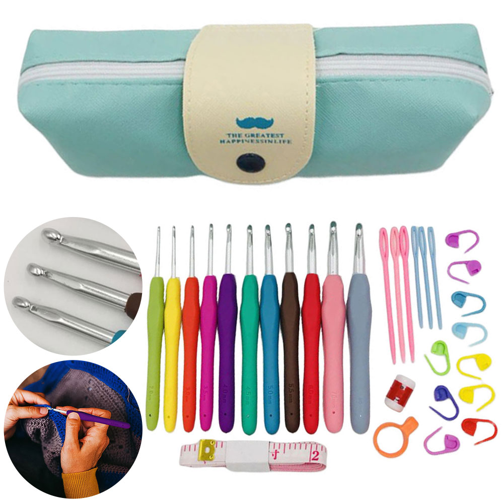 11PCS 다채로운 고무 손잡이 뜨개질 바늘 키트, 바 - Crochet Hook Set 리뷰 및 가격